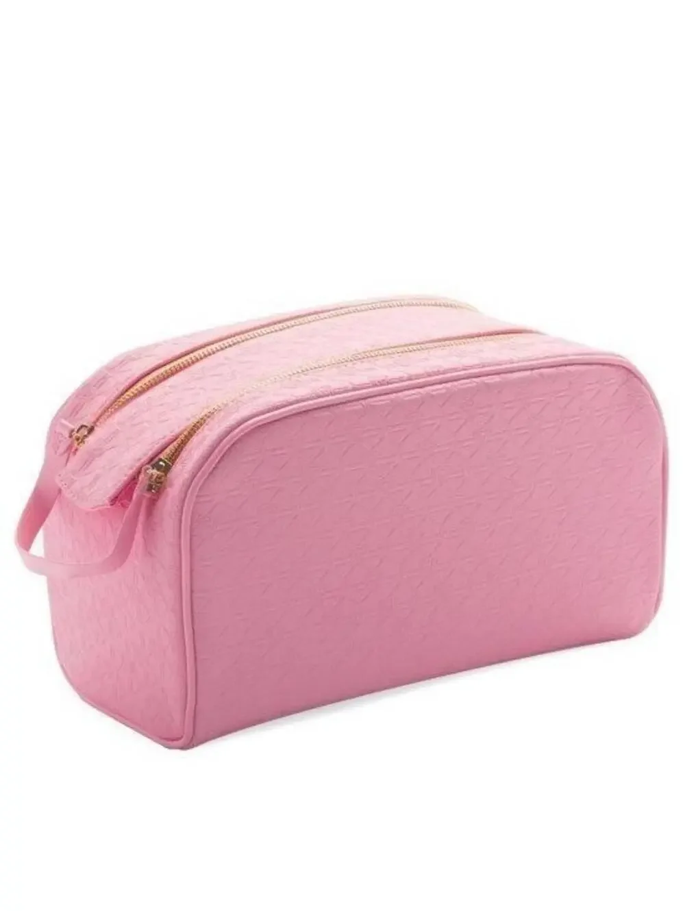 Large Pink Star Cosmetics Double Zip Makeup Bag, Pink, Big Travel Toiletry Carry